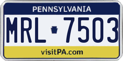 PA license plate MRL7503