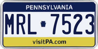 PA license plate MRL7523