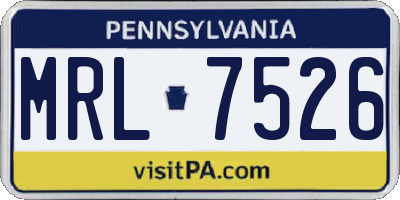 PA license plate MRL7526