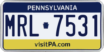 PA license plate MRL7531