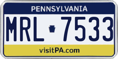 PA license plate MRL7533