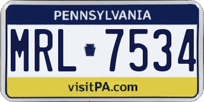 PA license plate MRL7534