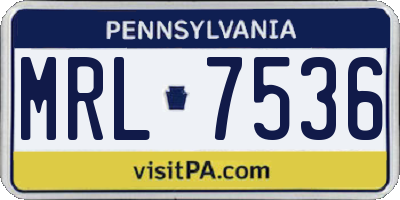 PA license plate MRL7536