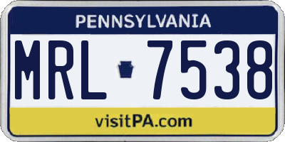 PA license plate MRL7538