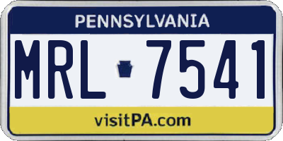 PA license plate MRL7541