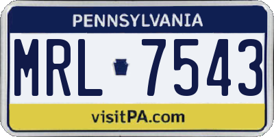 PA license plate MRL7543