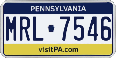 PA license plate MRL7546