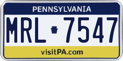 PA license plate MRL7547