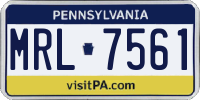 PA license plate MRL7561
