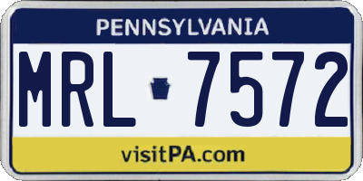 PA license plate MRL7572