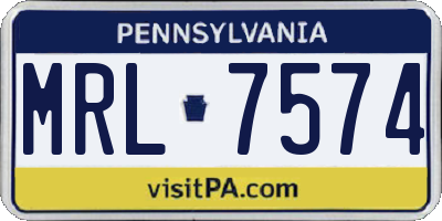 PA license plate MRL7574
