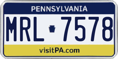 PA license plate MRL7578
