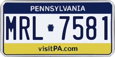 PA license plate MRL7581