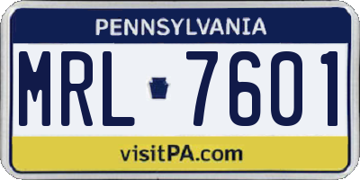PA license plate MRL7601