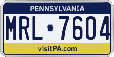 PA license plate MRL7604