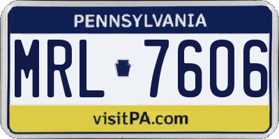 PA license plate MRL7606