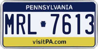 PA license plate MRL7613