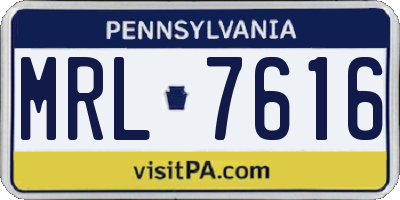 PA license plate MRL7616
