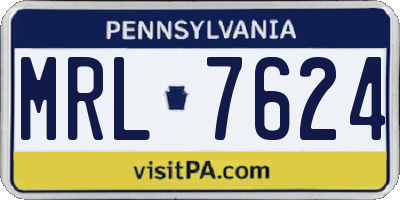 PA license plate MRL7624