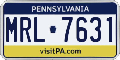 PA license plate MRL7631
