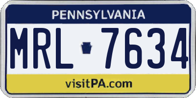 PA license plate MRL7634