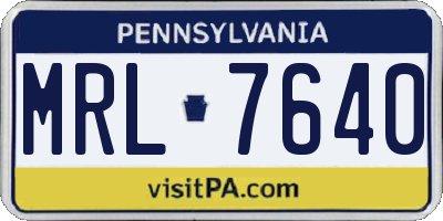 PA license plate MRL7640
