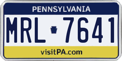 PA license plate MRL7641
