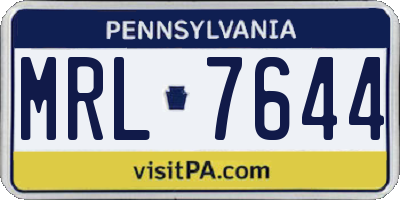 PA license plate MRL7644