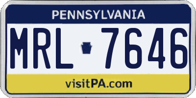 PA license plate MRL7646