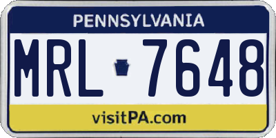 PA license plate MRL7648