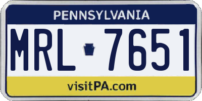 PA license plate MRL7651