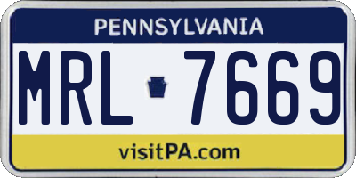 PA license plate MRL7669