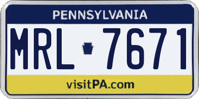 PA license plate MRL7671