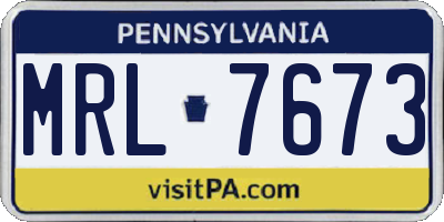 PA license plate MRL7673
