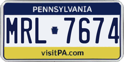 PA license plate MRL7674