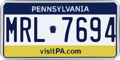 PA license plate MRL7694