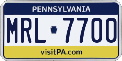 PA license plate MRL7700