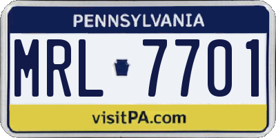 PA license plate MRL7701