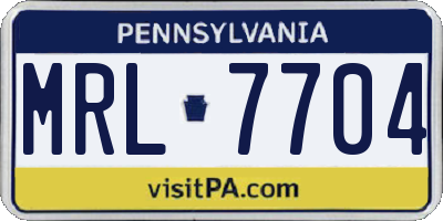 PA license plate MRL7704