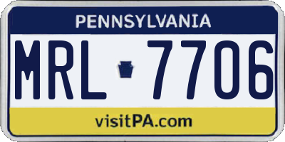 PA license plate MRL7706