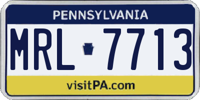 PA license plate MRL7713