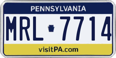 PA license plate MRL7714