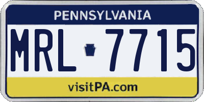 PA license plate MRL7715
