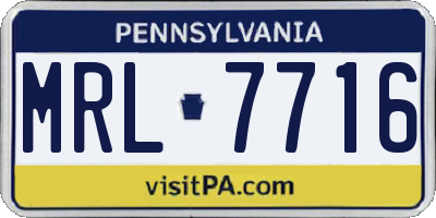 PA license plate MRL7716