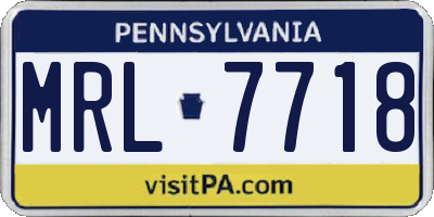 PA license plate MRL7718