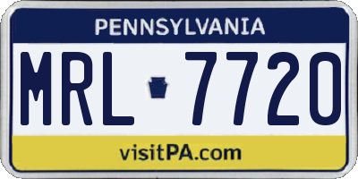 PA license plate MRL7720