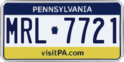 PA license plate MRL7721