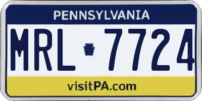 PA license plate MRL7724