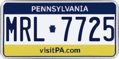 PA license plate MRL7725