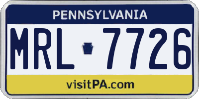PA license plate MRL7726